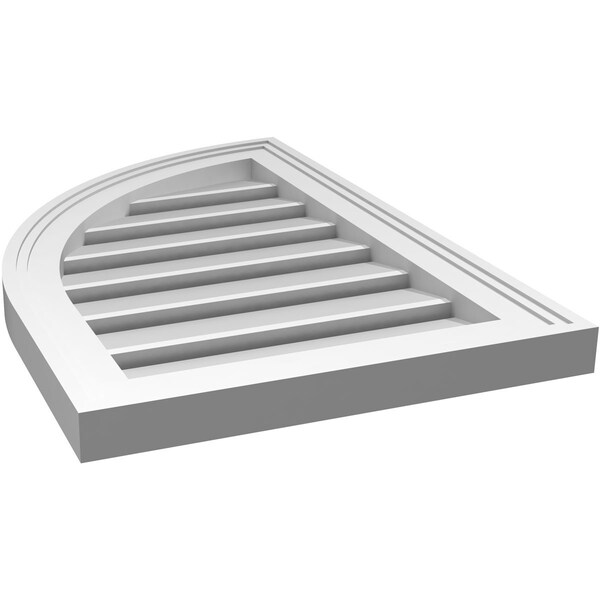 Ekena Millwork Quarter Round Top Left Surface Mount PVC Gable Vent w/ 2"W x 1-1/2"P Brickmould Frame, 16"W x 24"H - GVPQL16X2402SF
