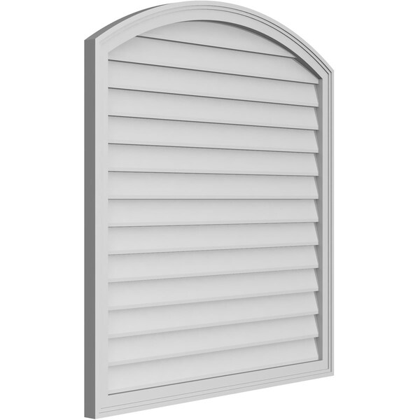 Ekena Millwork Arch Top Surface Mount PVC Gable Vent: Functional, w/ 2"W x 1-1/2"P Brickmould Frame, 40"W x 42"H - GVPAR40X4202SF