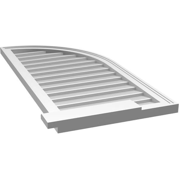 Ekena Millwork Quarter Round Top Right Surface Mount PVC Gable Vent w/ 2"W x 2"P Brickmould Sill Frame, 20"W x 42"H - GVPQR20X4203SN