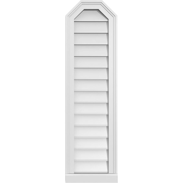 Ekena Millwork Octagonal Top Surface Mount PVC Gable Vent w/ 2"W x 2"P Brickmould Sill Frame, 12"W x 42"H - GVPOT12X4203SN