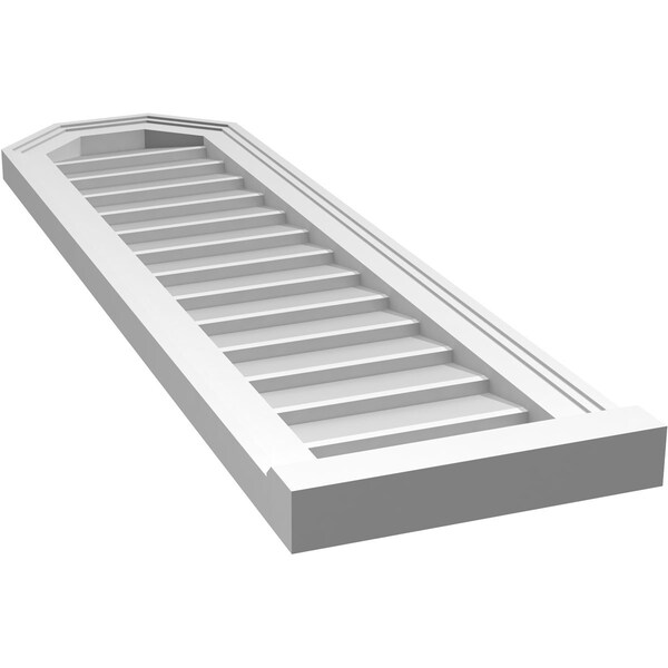 Ekena Millwork Octagonal Top Surface Mount PVC Gable Vent w/ 2"W x 2"P Brickmould Sill Frame, 12"W x 42"H - GVPOT12X4203SN