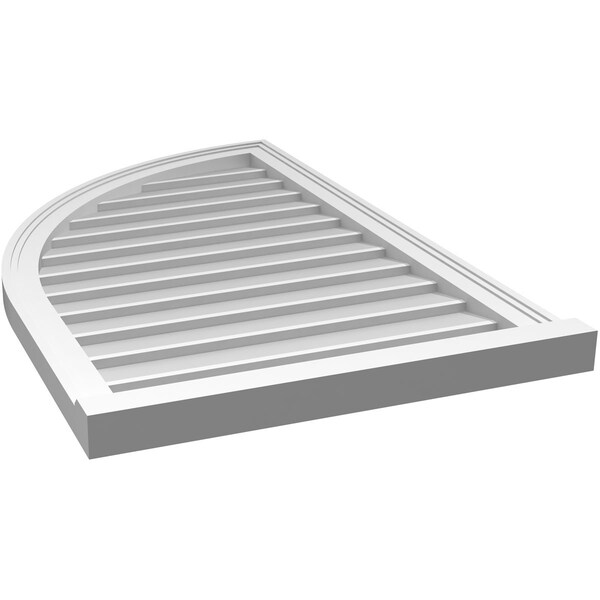 Ekena Millwork Quarter Round Top Left Surface Mount PVC Gable Vent w/ 2"W x 2"P Brickmould Sill Frame, 24"W x 38"H - GVPQL24X3803SN