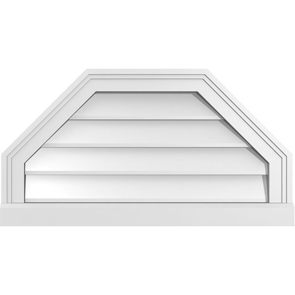 Ekena Millwork Octagonal Top Surface Mount PVC Gable Vent w/ 2"W x 2"P Brickmould Sill Frame, 26"W x 14"H - GVPOT26X1403SN