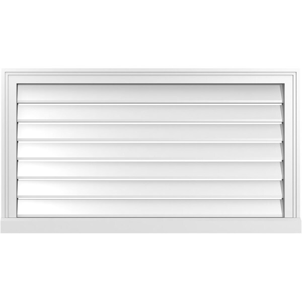 Ekena Millwork Vertical Surface Mount PVC Gable Vent: Functional, w/ 2"W x 2"P Brickmould Sill Frame, 40"W x 22"H - GVPVE40X2203SF
