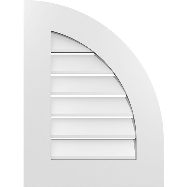 Ekena Millwork Quarter Round Top Right Surface Mount PVC Gable Vent w/ 3-1/2"W x 1"P Standard Frame, 18"W x 24"H - GVPQR18X2401SF