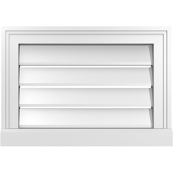 Ekena Millwork Vertical Surface Mount PVC Gable Vent: Functional, w/ 2"W x 2"P Brickmould Sill Frame, 20"W x 14"H - GVPVE20X1403SF