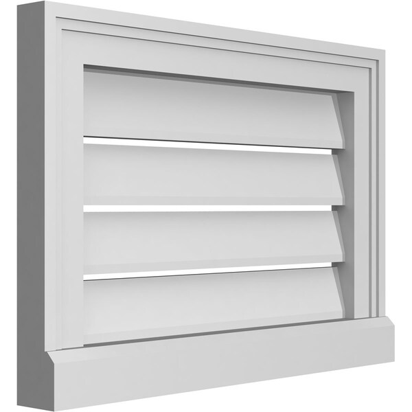 Ekena Millwork Vertical Surface Mount PVC Gable Vent: Functional, w/ 2"W x 2"P Brickmould Sill Frame, 20"W x 14"H - GVPVE20X1403SF