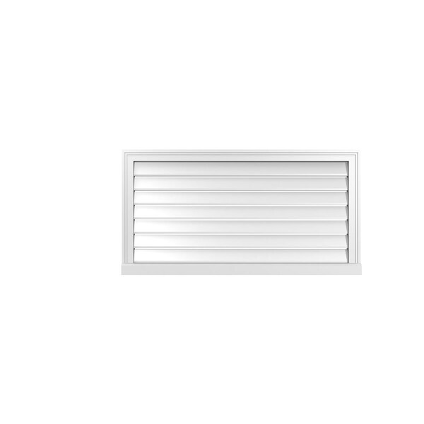 Ekena Millwork Vertical Surface Mount PVC Gable Vent: Functional, w/ 2"W x 2"P Brickmould Sill Frame, 42"W x 22"H - GVPVE42X2203SF