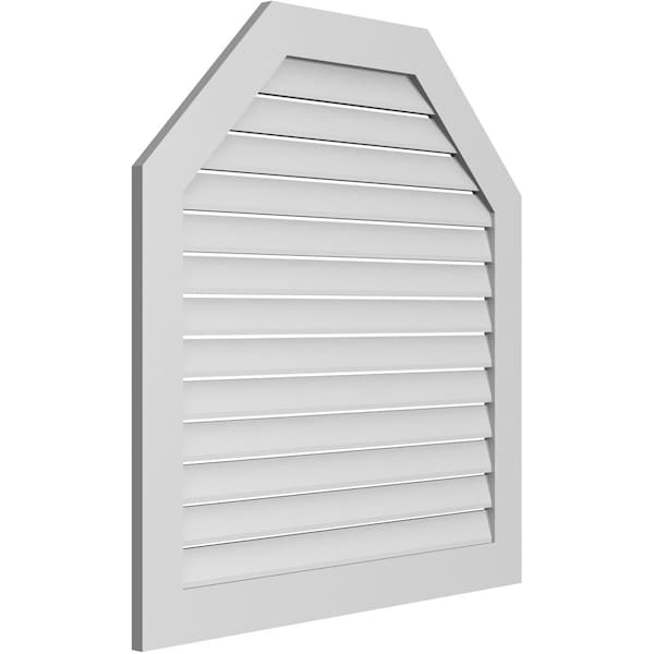 Ekena Millwork Octagonal Top Surface Mount PVC Gable Vent: Functional, w/ 3-1/2"W x 1"P Standard Frame, 40"W x 42"H - GVPOT40X4201SF