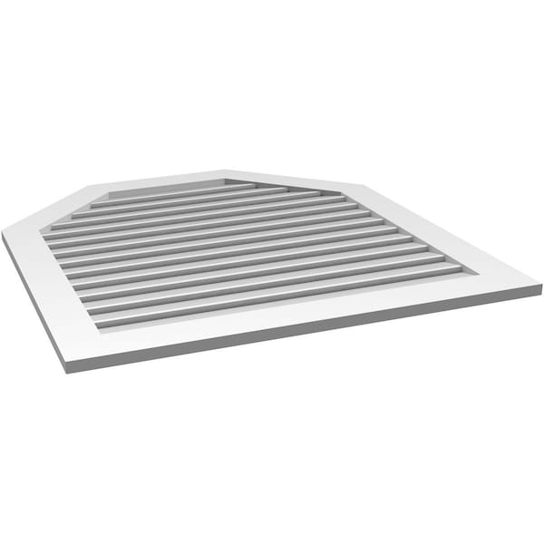 Ekena Millwork Octagonal Top Surface Mount PVC Gable Vent: Functional, w/ 3-1/2"W x 1"P Standard Frame, 40"W x 42"H - GVPOT40X4201SF