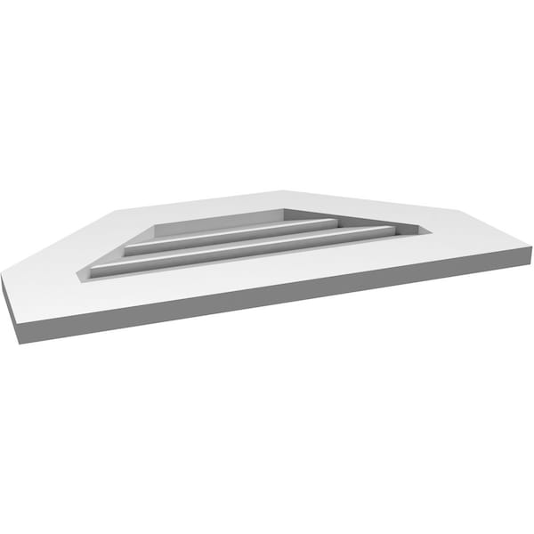 Ekena Millwork Octagonal Top Surface Mount PVC Gable Vent: Functional, w/ 3-1/2"W x 1"P Standard Frame, 26"W x 14"H - GVPOT26X1401SF