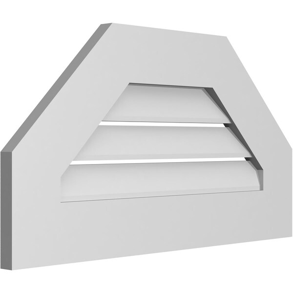Ekena Millwork Octagonal Top Surface Mount PVC Gable Vent: Functional, w/ 3-1/2"W x 1"P Standard Frame, 26"W x 14"H - GVPOT26X1401SF