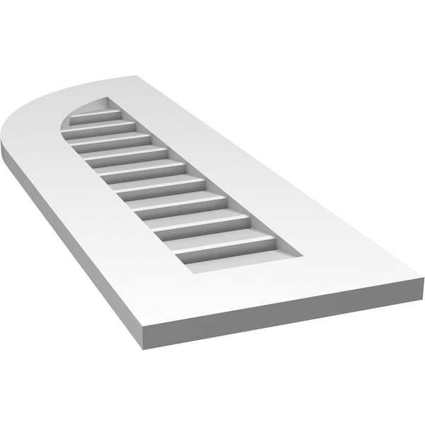 Ekena Millwork Quarter Round Top Left Surface Mount PVC Gable Vent w/ 3-1/2"W x 1"P Standard Frame, 12"W x 34"H - GVPQL12X3401SF