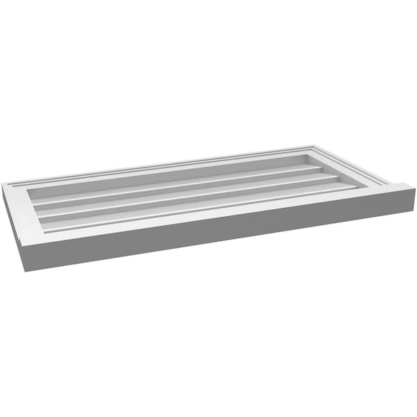 Ekena Millwork Vertical Surface Mount PVC Gable Vent w/ 2"W x 2"H , Brickmould Sill Frame, 32"W x 16"H - GVPVE32X1603SN