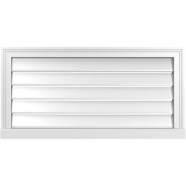 Ekena Millwork Vertical Surface Mount PVC Gable Vent: Functional, w/ 2"W x 2"P Brickmould Sill Frame, 36"W x 18"H - GVPVE36X1803SF