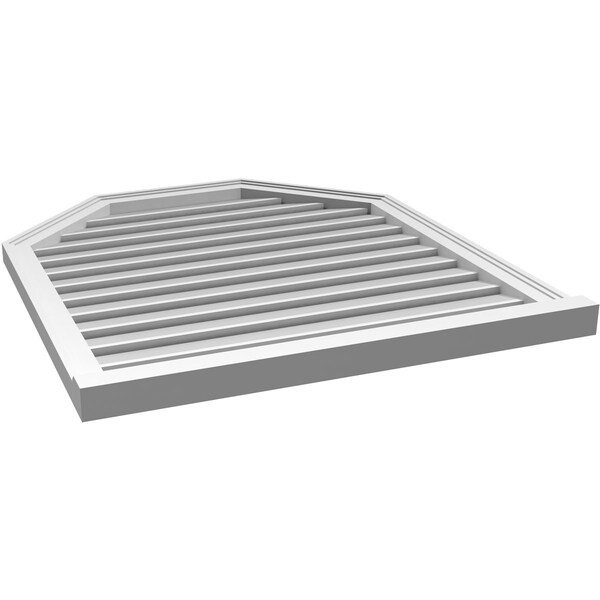 Ekena Millwork Octagonal Top Surface Mount PVC Gable Vent w/ 2"W x 2"P Brickmould Sill Frame, 32"W x 36"H - GVPOT32X3603SF