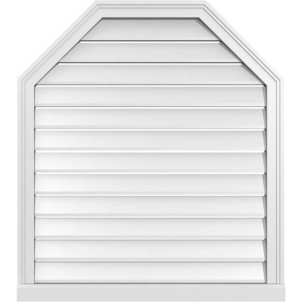 Ekena Millwork Octagonal Top Surface Mount PVC Gable Vent w/ 2"W x 2"P Brickmould Sill Frame, 32"W x 36"H - GVPOT32X3603SF
