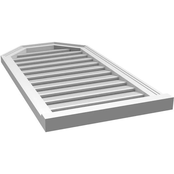Ekena Millwork Octagonal Top Surface Mount PVC Gable Vent w/ 2"W x 2"P Brickmould Sill Frame, 20"W x 38"H - GVPOT20X3803SF