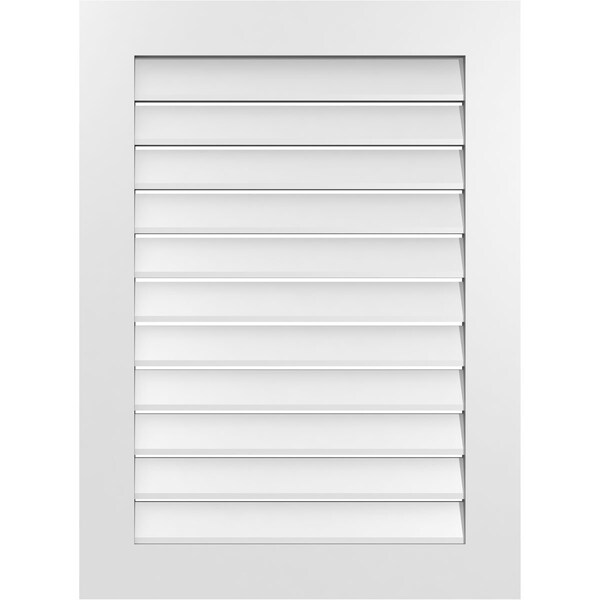Ekena Millwork Vertical Surface Mount PVC Gable Vent: Functional, w/ 3-1/2"W x 1"P Standard Frame, 28"W x 38"H - GVPVE28X3801SF