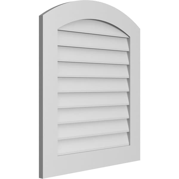 Ekena Millwork Arch Top Surface Mount PVC Gable Vent: Functional, w/ 3-1/2"W x 1"P Standard Frame, 28"W x 32"H - GVPAR28X3201SF