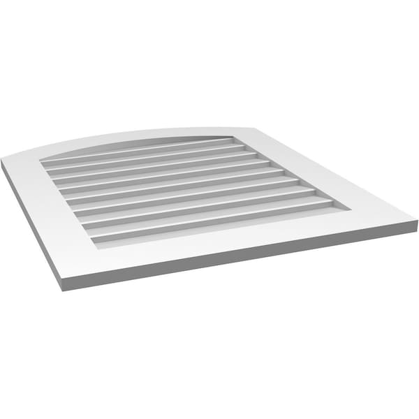 Ekena Millwork Arch Top Surface Mount PVC Gable Vent: Functional, w/ 3-1/2"W x 1"P Standard Frame, 28"W x 32"H - GVPAR28X3201SF
