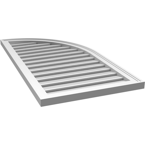 Ekena Millwork Quarter Round Top Right Surface Mount PVC Gable Vent w/ 2"W x 1-1/2"P Brickmould Frame, 22"W x 42"H - GVPQR22X4202SF