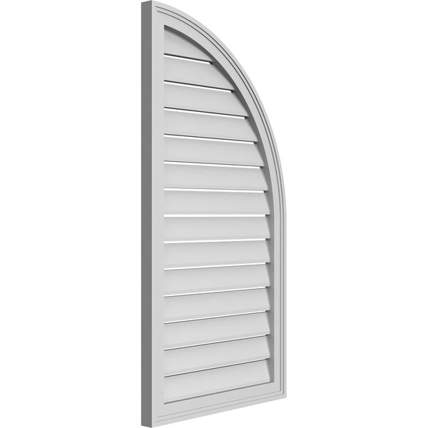 Ekena Millwork Quarter Round Top Right Surface Mount PVC Gable Vent w/ 2"W x 1-1/2"P Brickmould Frame, 22"W x 42"H - GVPQR22X4202SF