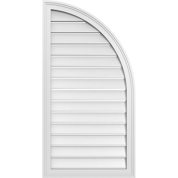 Ekena Millwork Quarter Round Top Right Surface Mount PVC Gable Vent w/ 2"W x 1-1/2"P Brickmould Frame, 22"W x 42"H - GVPQR22X4202SF