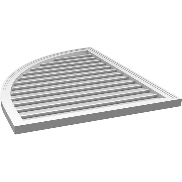 Ekena Millwork Quarter Round Top Left Surface Mount PVC Gable Vent w/ 2"W x 1-1/2"P Brickmould Frame, 32"W x 40"H - GVPQL32X4002SF