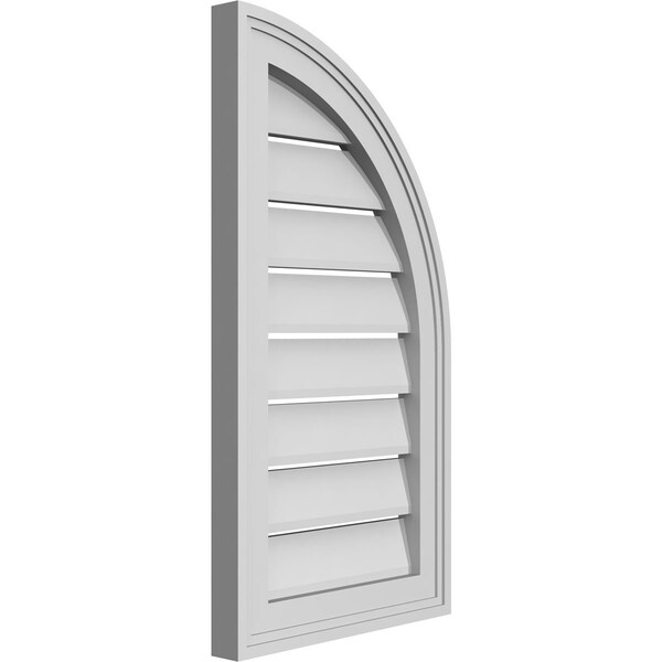 Ekena Millwork Quarter Round Top Right Surface Mount PVC Gable Vent w/ 2"W x 1-1/2"P Brickmould Frame, 14"W x 26"H - GVPQR14X2602SF