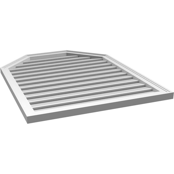 Ekena Millwork Octagonal Top Surface Mount PVC Gable Vent w/ 2"W x 1-1/2"P Brickmould Frame, 32"W x 40"H - GVPOT32X4002SF
