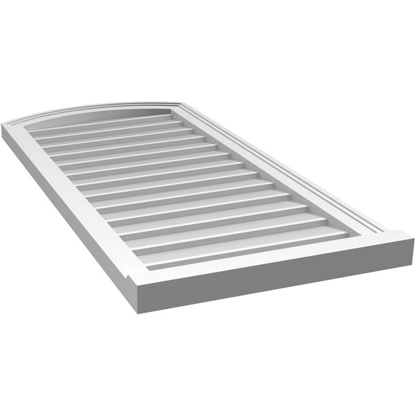 Ekena Millwork Arch Top Surface Mount PVC Gable Vent: Functional, w/ 2"W x 2"P Brickmould Sill Frame, 20"W x 42"H - GVPAR20X4203SF