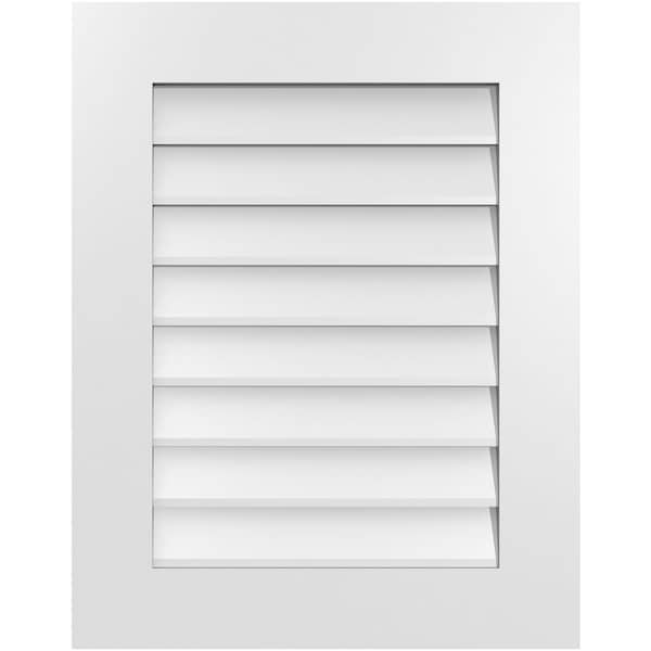 Ekena Millwork Vertical Surface Mount PVC Gable Vent: Non-Functional, w/ 3-1/2"W x 1"P Standard Frame, 22"W x 28"H - GVPVE22X2801SN