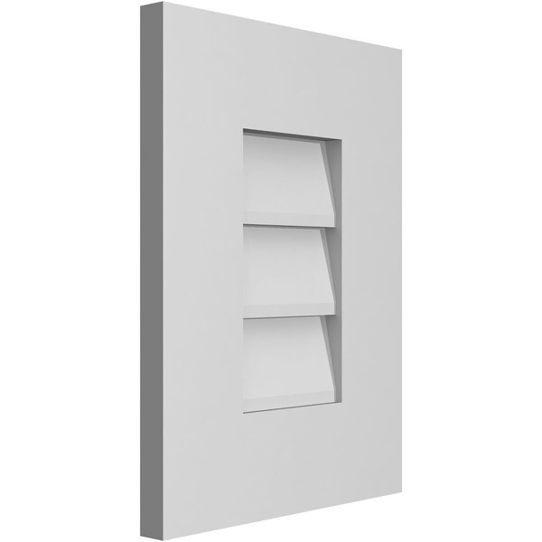 Ekena Millwork Vertical Surface Mount PVC Gable Vent: Non-Functional, w/ 3-1/2"W x 1"P Standard Frame, 12"W x 16"H - GVPVE12X1601SN