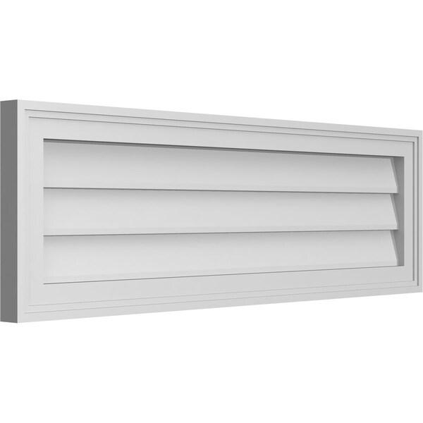 Ekena Millwork Vertical Surface Mount PVC Gable Vnt: Non-Functional, w/2"W x 1-1/2"H, Brickmould Frame, 38"W x 12"H - GVPVE38X1202SN