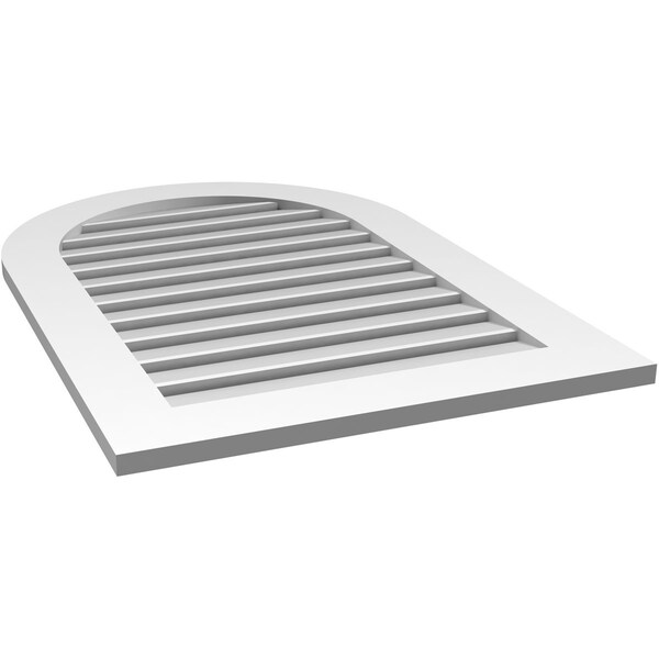 Ekena Millwork Round Top Surface Mount PVC Gable Vent: Functional, w/ 3-1/2"W x 1"P Standard Frame, 26"W x 38"H - GVPRT26X3801SF