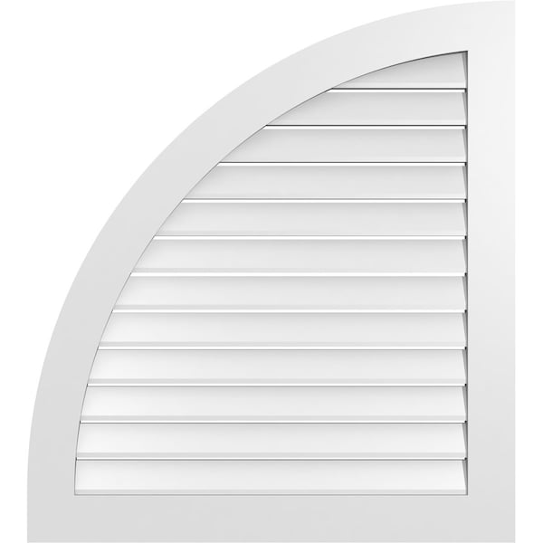 Ekena Millwork Quarter Round Top Left Surface Mount PVC Gable Vent w/ 3-1/2"W x 1"P Standard Frame, 36"W x 40"H - GVPQL36X4001SF