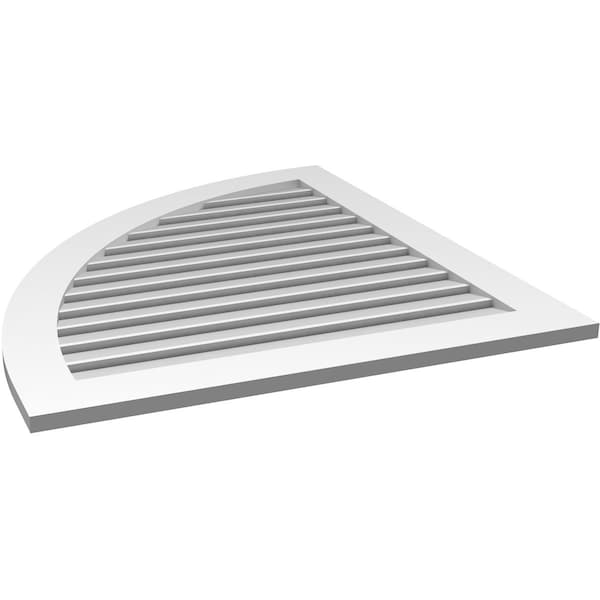 Ekena Millwork Quarter Round Top Left Surface Mount PVC Gable Vent w/ 3-1/2"W x 1"P Standard Frame, 36"W x 40"H - GVPQL36X4001SF