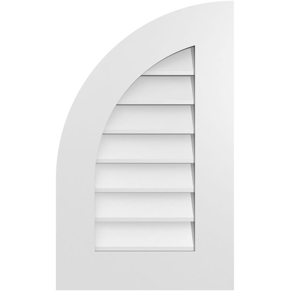 Ekena Millwork Quarter Round Top Left Surface Mount PVC Gable Vent w/ 3-1/2"W x 1"P Standard Frame, 16"W x 26"H - GVPQL16X2601SN