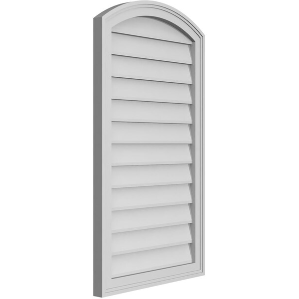 Ekena Millwork Arch Top Surface Mount PVC Gable Vent: Functional, w/ 2"W x 1-1/2"P Brickmould Frame, 22"W x 38"H - GVPAR22X3802SF