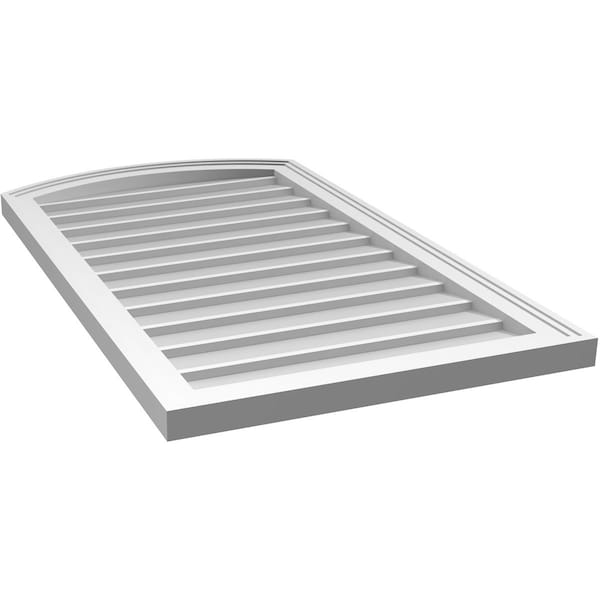 Ekena Millwork Arch Top Surface Mount PVC Gable Vent: Functional, w/ 2"W x 1-1/2"P Brickmould Frame, 22"W x 38"H - GVPAR22X3802SF