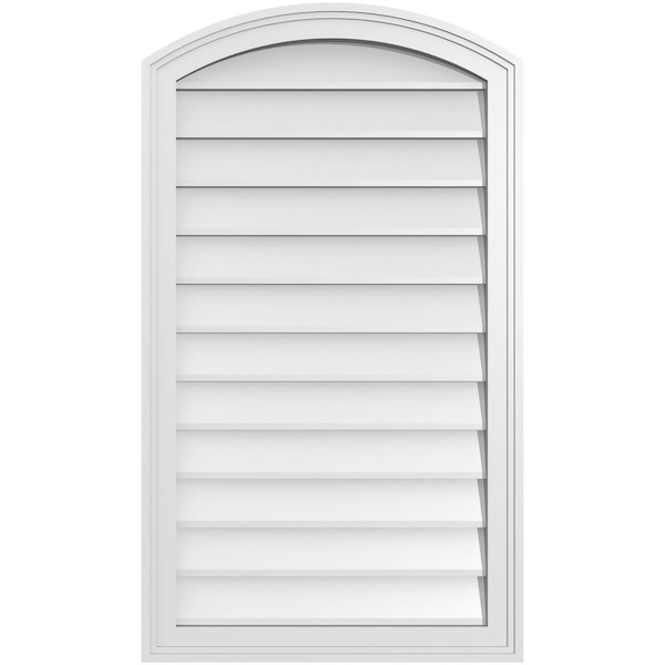 Ekena Millwork Arch Top Surface Mount PVC Gable Vent: Functional, w/ 2"W x 1-1/2"P Brickmould Frame, 22"W x 38"H - GVPAR22X3802SF