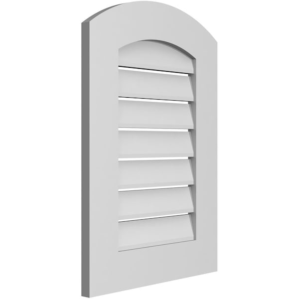 Ekena Millwork Arch Top Surface Mount PVC Gable Vent: Non-Functional, w/ 3-1/2"W x 1"P Standard Frame, 18"W x 24"H - GVPAR18X2401SN