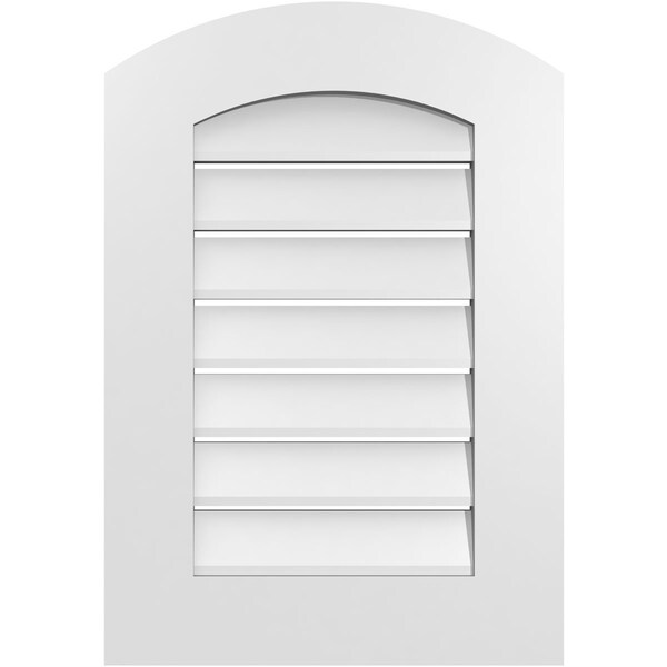 Ekena Millwork Arch Top Surface Mount PVC Gable Vent: Non-Functional, w/ 3-1/2"W x 1"P Standard Frame, 18"W x 24"H - GVPAR18X2401SN