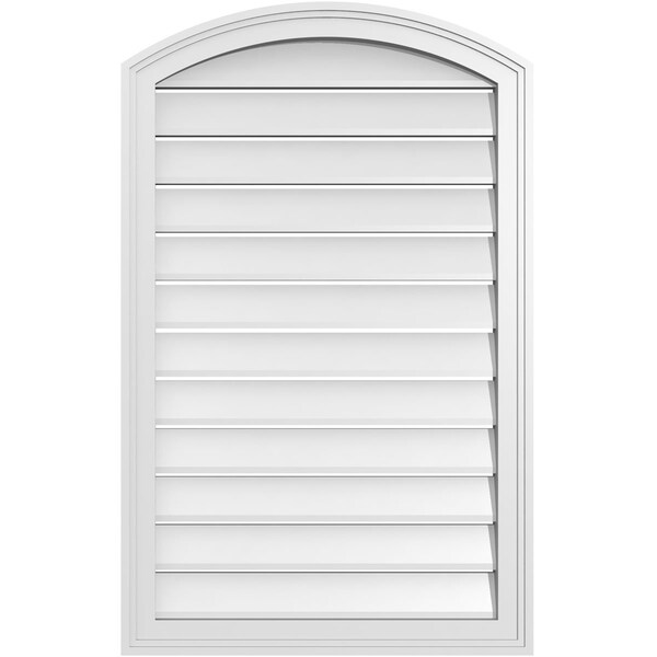 Ekena Millwork Arch Top Surface Mount PVC Gable Vent: Non-Functional, w/2"W x 1-1/2"P Brickmould Frame, 24"W x 36"H - GVPAR24X3602SN