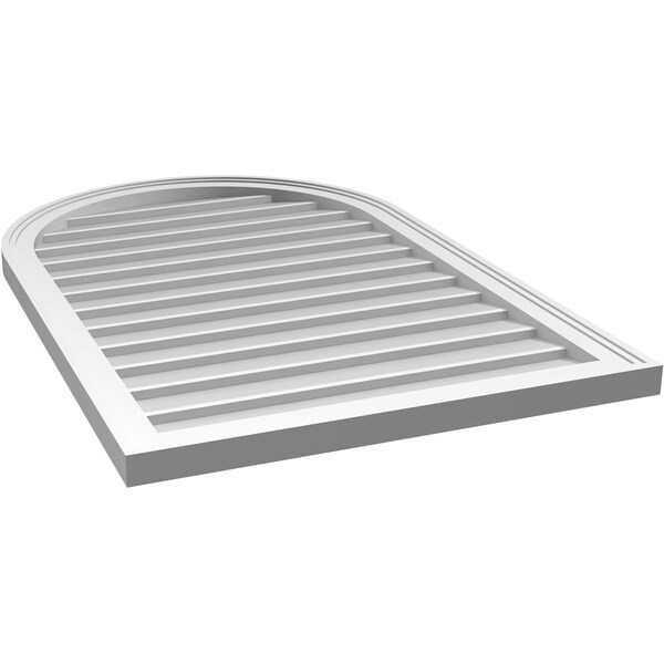 Ekena Millwork Round Top Surface Mount PVC Gable Vent w/ 2"W x 1-1/2"P Brickmould Frame, 26"W x 40"H - GVPRT26X4002SN