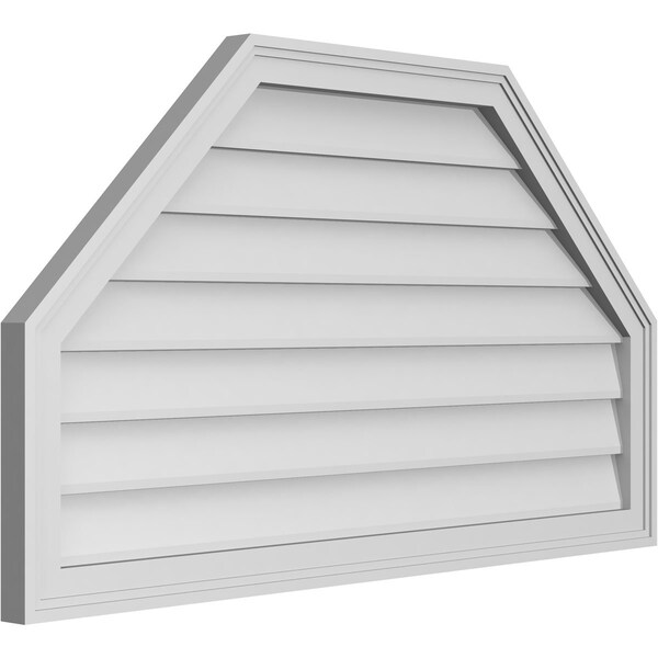 Ekena Millwork Octagonal Top Surface Mount PVC Gable Vent w/ 2"W x 1-1/2"P Brickmould Frame, 42"W x 24"H - GVPOT42X2402SN