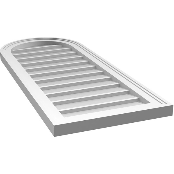 Ekena Millwork Round Top Surface Mount PVC Gable Vent w/ 2"W x 1-1/2"P Brickmould Frame, 16"W x 38"H - GVPRT16X3802SN