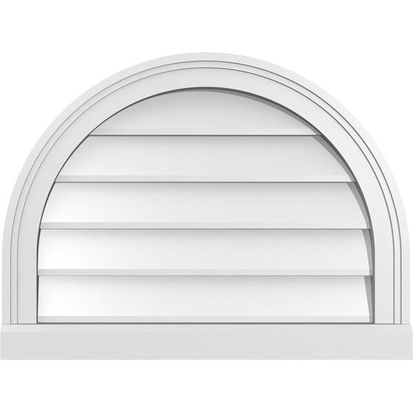 Ekena Millwork Round Top Surface Mount PVC Gable Vent w/ 2"W x 2"P Brickmould Sill Frame, 24"W x 18"H - GVPRT24X1803SN