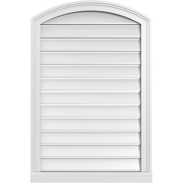 Ekena Millwork Arch Top Surface Mount PVC Gable Vent w/ 2"W x 2"P Brickmould Sill Frame, 24"W x 34"H - GVPAR24X3403SN
